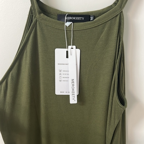 NWT Olive Green Faux Wrap Dress Size Medium - Picture 5 of 10